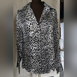 Leopard Print 100 % Silk By TRANSITIONS Women's Top Vintage New With Tags